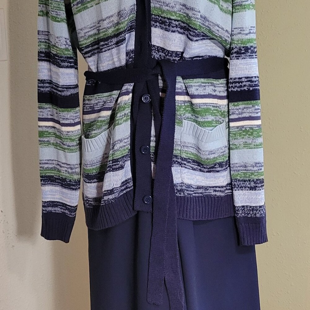 Denim & Co. Blue Meadow Brushstroke Cardigan - Picture 4 of 5
